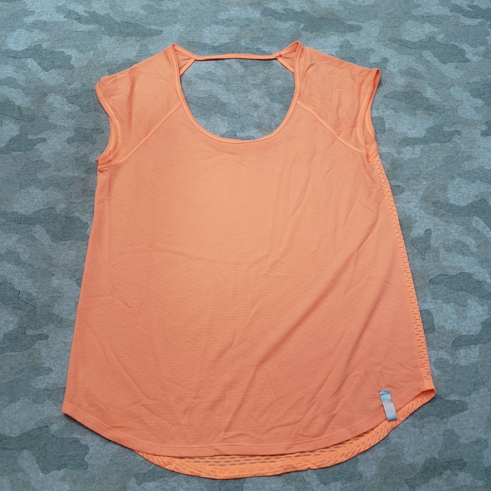 Under Armour Tank Top Womens Small Orange Pullover Sleeveless Gym Yoga Fitness